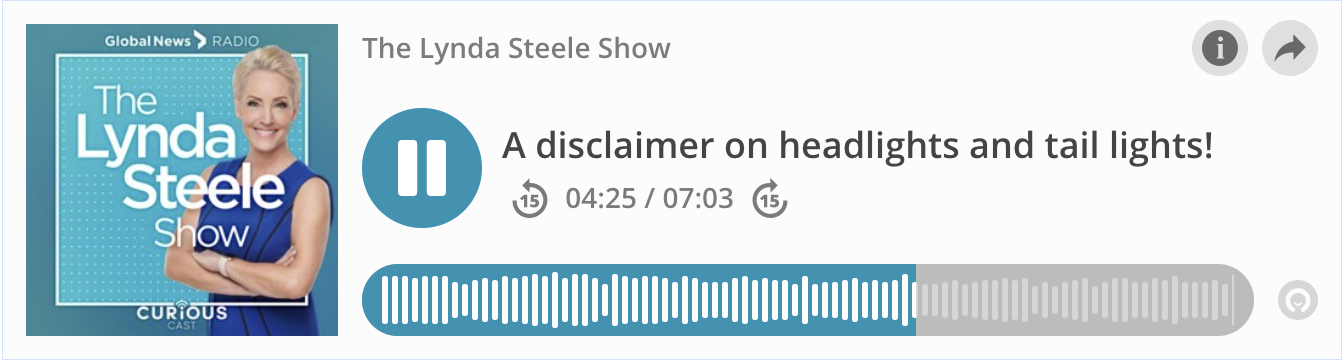 Grant Gottgetreu on the Lynda Steele Show: A disclaimer on headlights and tail lights!